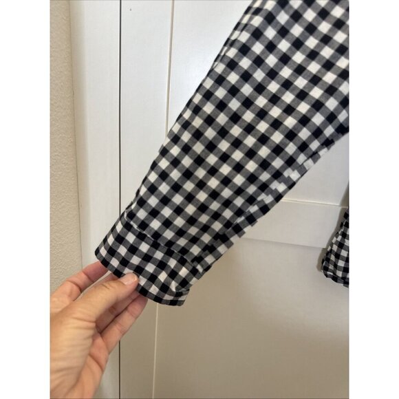 Old Navy Women’s Gingham Plaid Button Down Shirt XL Black White - Picture 5 of 16